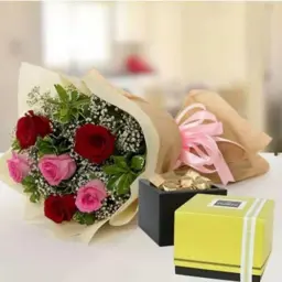 6 وردات مع الاكسسوارات شوكولاتة باتشي